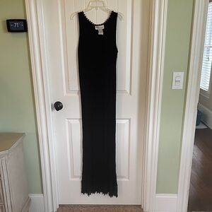 Elegant Black Sleeveless Lace Trim Dress